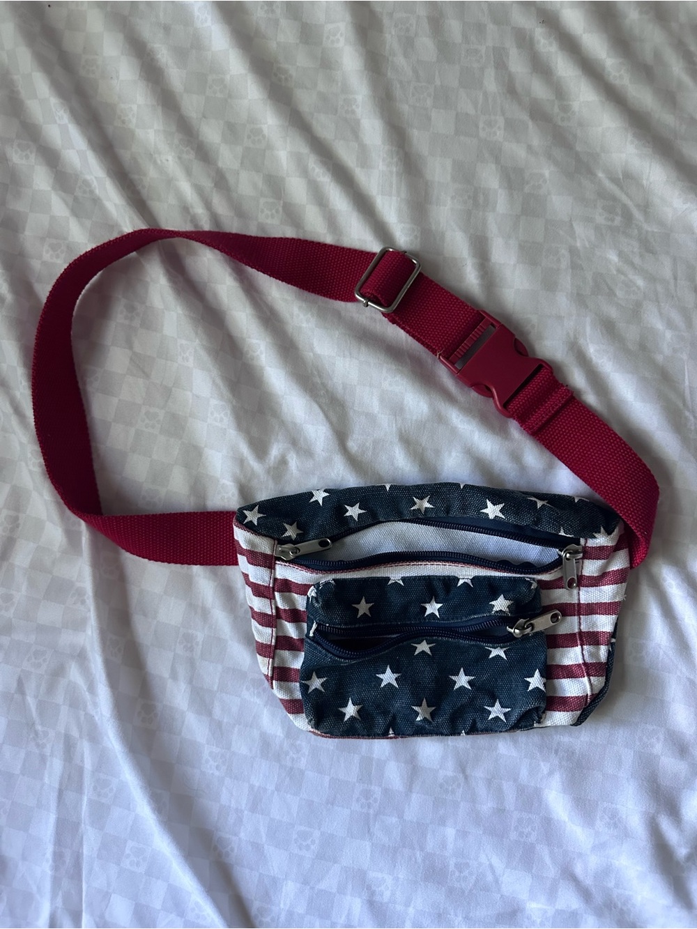 Patriotic American Flag Canvas Fanny Pack / Waist Bag